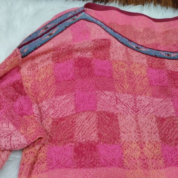 Felgar Barcelona and Aldo Martins Pink Boxy Plaid Knit Sweater Women's Size 8 - Picture 6 of 14
